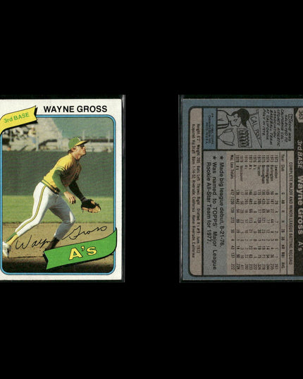Oakland Athletics 1980 Topps Baseball 41-Card Lot Topps VG