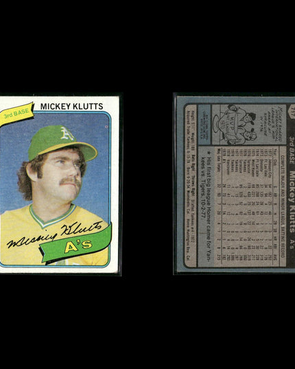 Oakland Athletics 1980 Topps Baseball 41-Card Lot Topps VG