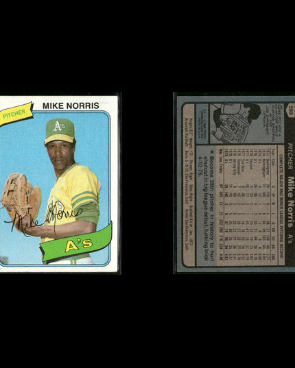 Oakland Athletics 1980 Topps Baseball 41-Card Lot Topps VG
