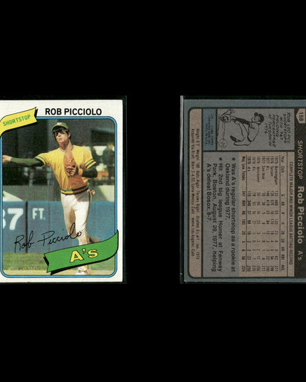 Oakland Athletics 1980 Topps Baseball 41-Card Lot Topps VG