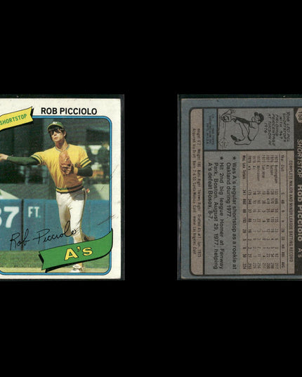 Oakland Athletics 1980 Topps Baseball 41-Card Lot Topps VG