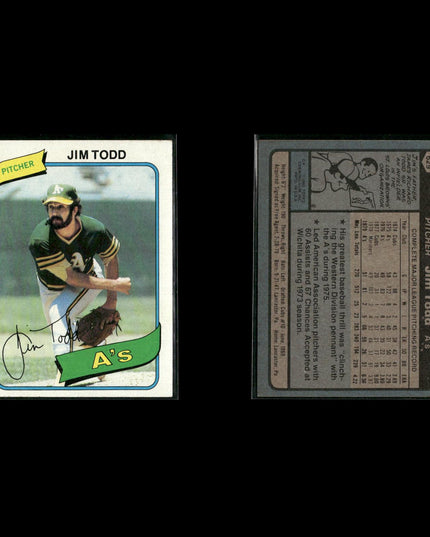 Oakland Athletics 1980 Topps Baseball 41-Card Lot Topps VG