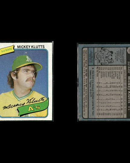 Oakland Athletics 1980 Topps Baseball 41-Card Lot Topps VG