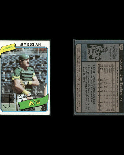 Oakland Athletics 1980 Topps Baseball 41-Card Lot Topps VG