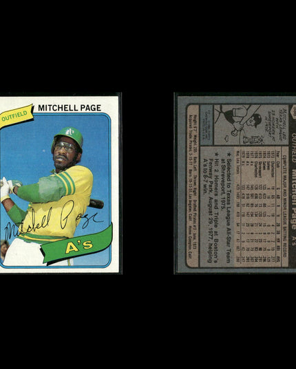 Oakland Athletics 1980 Topps Baseball 41-Card Lot Topps VG