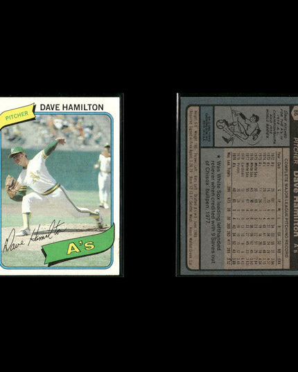 Oakland Athletics 1980 Topps Baseball 41-Card Lot Topps VG