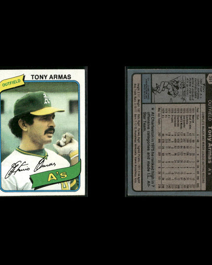 Oakland Athletics 1980 Topps Baseball 41-Card Lot Topps VG