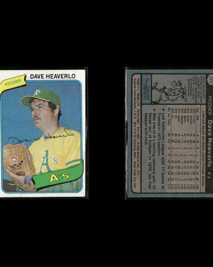 Oakland Athletics 1980 Topps Baseball 41-Card Lot Topps VG