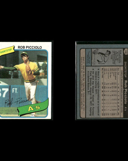 Oakland Athletics 1980 Topps Baseball 41-Card Lot Topps VG