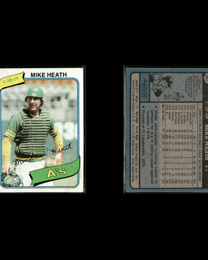 Oakland Athletics 1980 Topps Baseball 41-Card Lot Topps VG