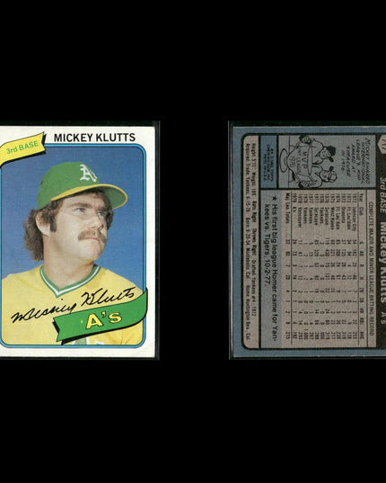 Oakland Athletics 1980 Topps Baseball 41-Card Lot Topps VG