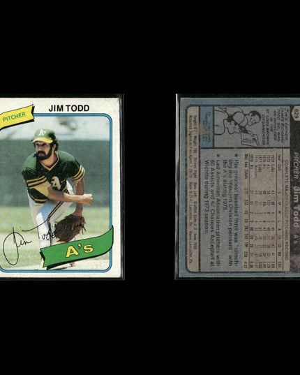 Oakland Athletics 1980 Topps Baseball 41-Card Lot Topps VG