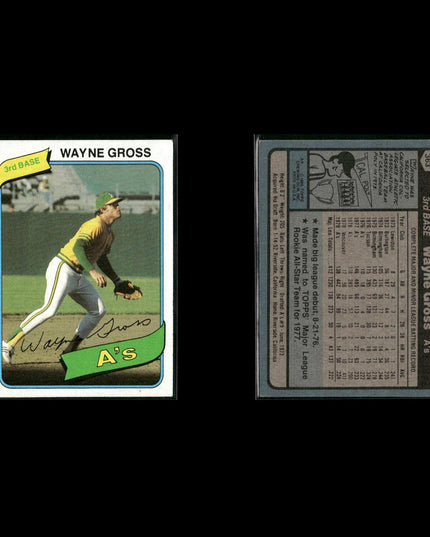 Oakland Athletics 1980 Topps Baseball 41-Card Lot Topps VG