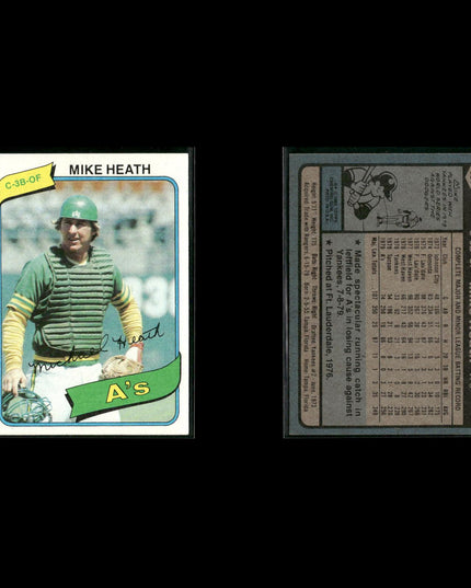 Oakland Athletics 1980 Topps Baseball 41-Card Lot Topps VG