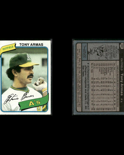 Oakland Athletics 1980 Topps Baseball 41-Card Lot Topps VG