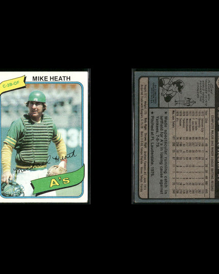 Oakland Athletics 1980 Topps Baseball 41-Card Lot Topps VG