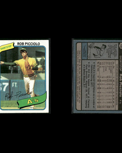Oakland Athletics 1980 Topps Baseball 41-Card Lot Topps VG