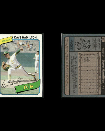 Oakland Athletics 1980 Topps Baseball 41-Card Lot Topps VG