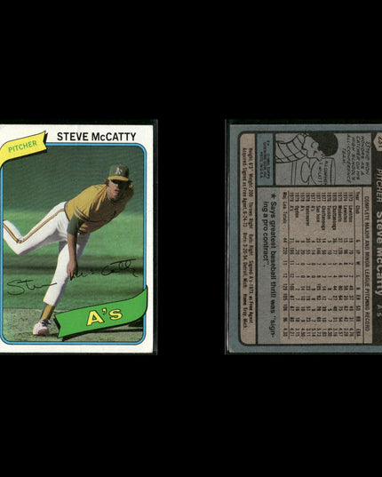 Oakland Athletics 1980 Topps Baseball 41-Card Lot Topps VG