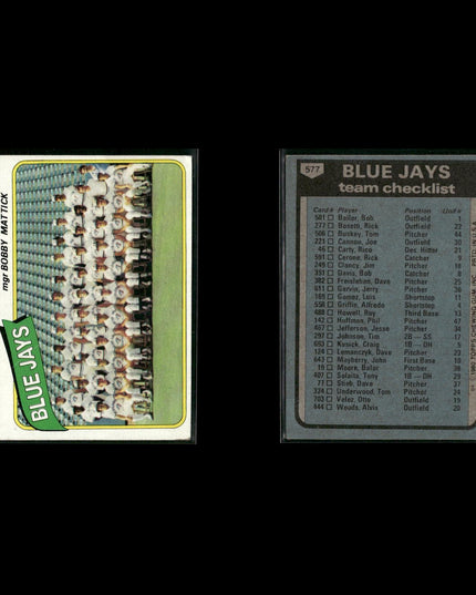 Toronto Blue Jays 1980 Topps Baseball 52-Card Lot Topps VG