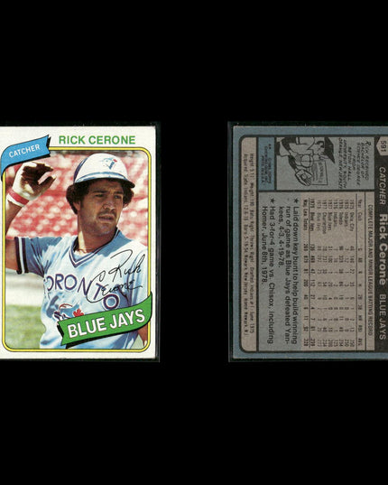 Toronto Blue Jays 1980 Topps Baseball 52-Card Lot Topps VG