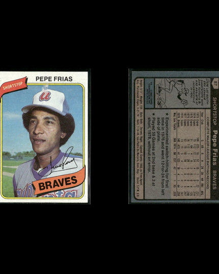 Atlanta Braves 1980 Topps Baseball 42-Card Lot Topps VG