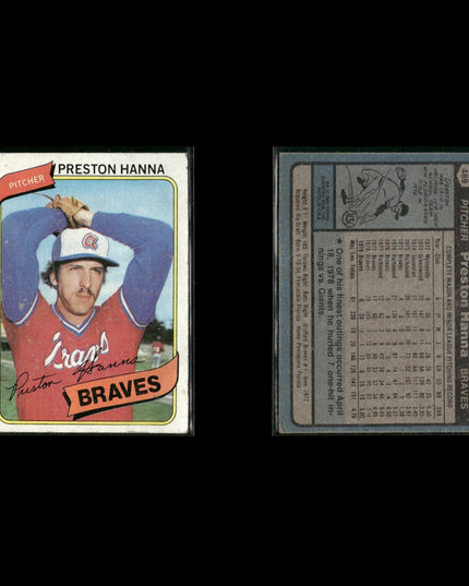Atlanta Braves 1980 Topps Baseball 42-Card Lot Topps VG