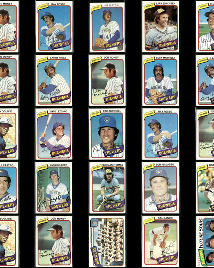 Milwaukee Brewers 1980 Topps Baseball 25-Card Lot Topps VG