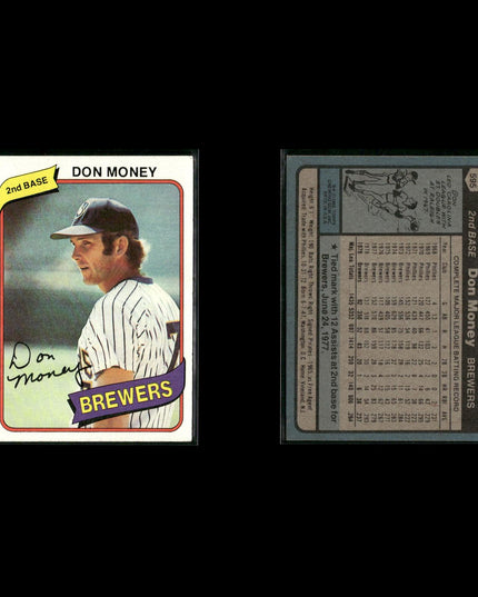 Milwaukee Brewers 1980 Topps Baseball 25-Card Lot Topps VG