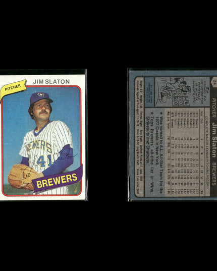 Milwaukee Brewers 1980 Topps Baseball 25-Card Lot Topps VG