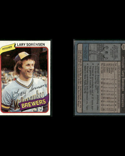 Milwaukee Brewers 1980 Topps Baseball 25-Card Lot Topps VG