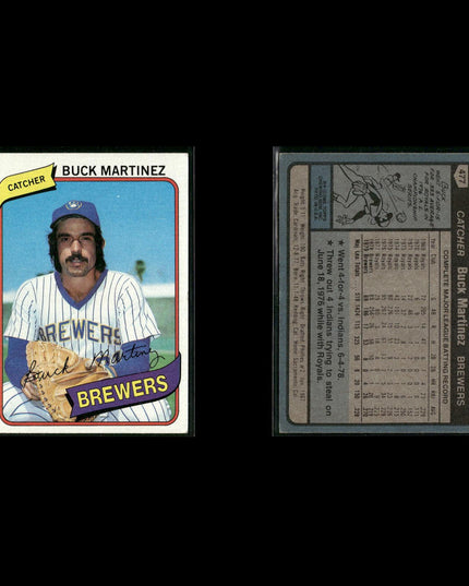 Milwaukee Brewers 1980 Topps Baseball 25-Card Lot Topps VG