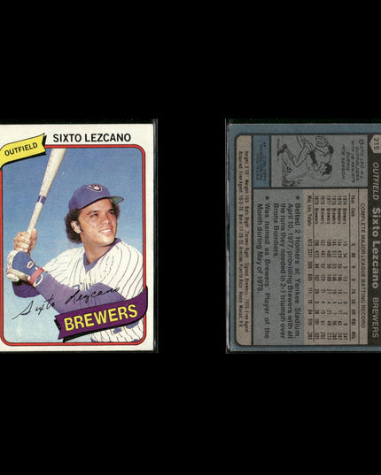 Milwaukee Brewers 1980 Topps Baseball 25-Card Lot Topps VG