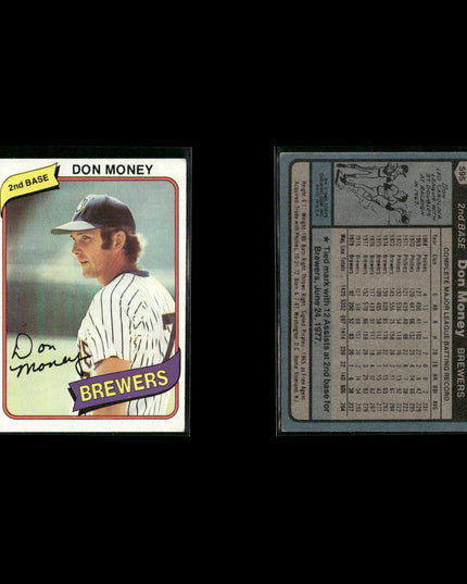 Milwaukee Brewers 1980 Topps Baseball 25-Card Lot Topps VG