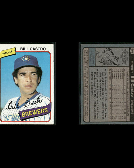 Milwaukee Brewers 1980 Topps Baseball 25-Card Lot Topps VG