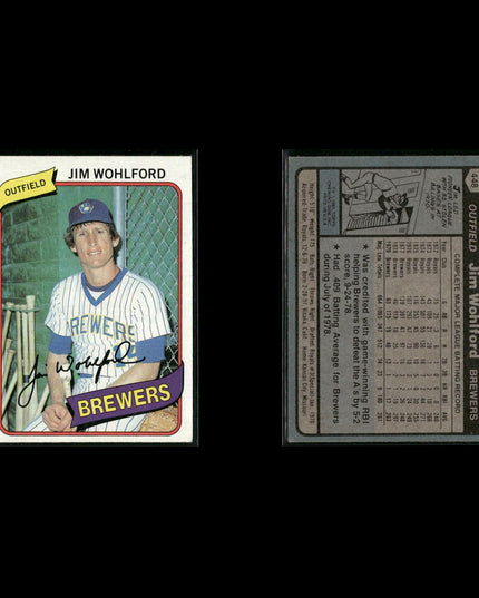 Milwaukee Brewers 1980 Topps Baseball 25-Card Lot Topps VG