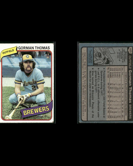 Milwaukee Brewers 1980 Topps Baseball 25-Card Lot Topps VG