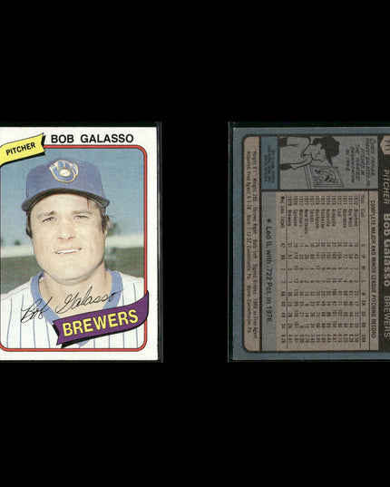 Milwaukee Brewers 1980 Topps Baseball 25-Card Lot Topps VG