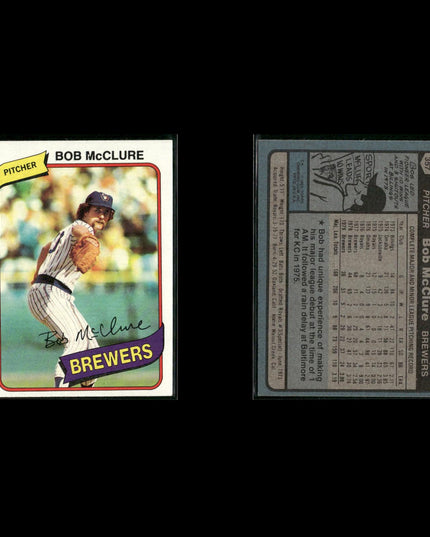 Milwaukee Brewers 1980 Topps Baseball 25-Card Lot Topps VG