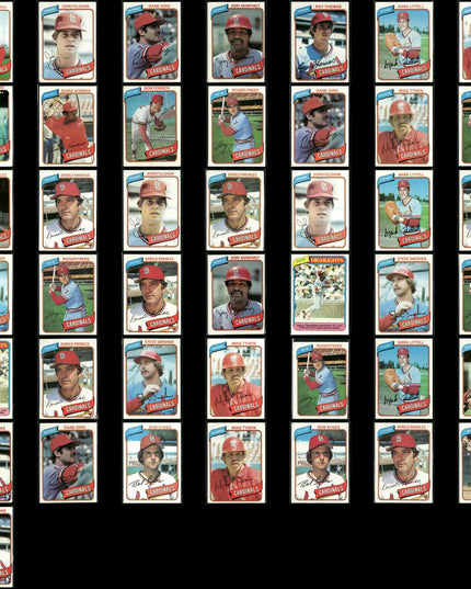 St. Louis Cardinals 1980 Topps Baseball 43-Card Lot Topps VG