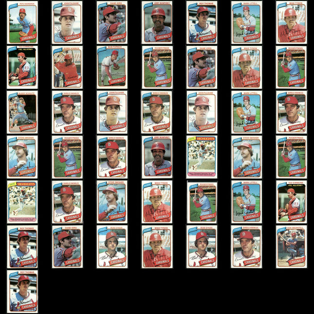 St. Louis Cardinals 1980 Topps Baseball 43-Card Lot Topps VG