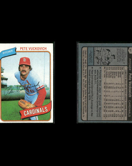 St. Louis Cardinals 1980 Topps Baseball 43-Card Lot Topps VG