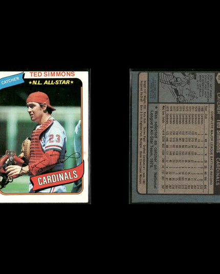 St. Louis Cardinals 1980 Topps Baseball 43-Card Lot Topps VG