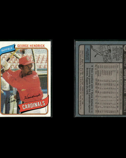 St. Louis Cardinals 1980 Topps Baseball 43-Card Lot Topps VG
