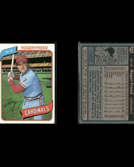 St. Louis Cardinals 1980 Topps Baseball 43-Card Lot Topps VG