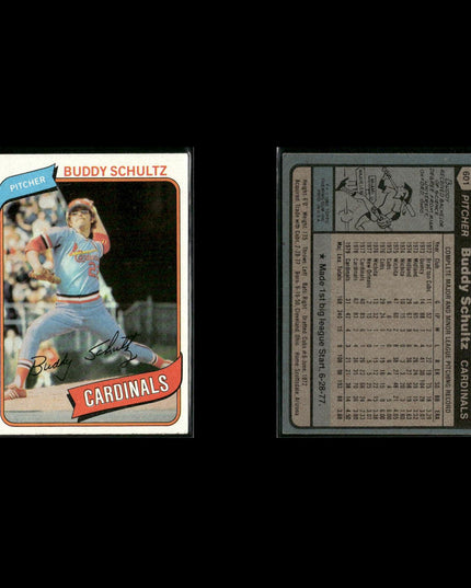 St. Louis Cardinals 1980 Topps Baseball 43-Card Lot Topps VG