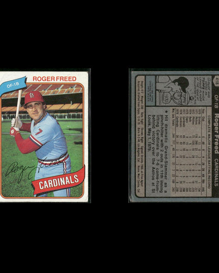 St. Louis Cardinals 1980 Topps Baseball 43-Card Lot Topps VG