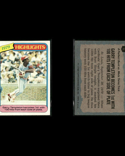 St. Louis Cardinals 1980 Topps Baseball 43-Card Lot Topps VG