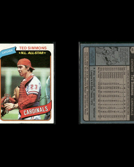 St. Louis Cardinals 1980 Topps Baseball 43-Card Lot Topps VG