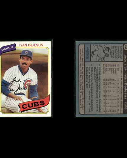 Chicago Cubs 1980 Topps Baseball 44-Card Lot Topps VG